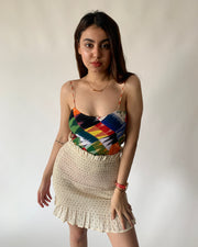 Polka Shirred Beach Skirt