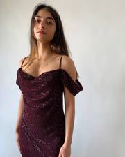 Sequin Cowl Neck Gown