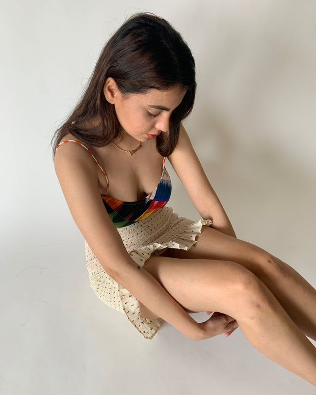 Color Blocks Lace Back Top
