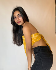 Yellow Striped Scarf Top