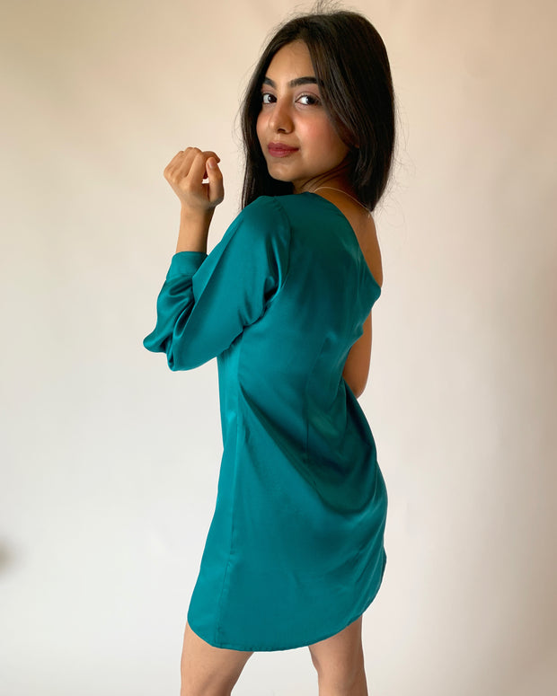 One Shoulder Milano Satin Dress