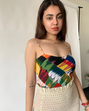 Color Blocks Lace Back Top
