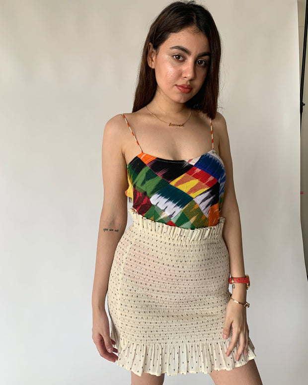 Polka Shirred Beach Skirt