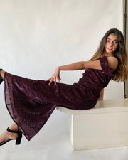 Sequin Cowl Neck Gown