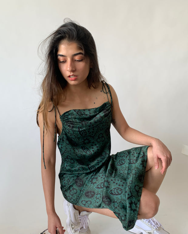 String Tie Cowl Neck Dress