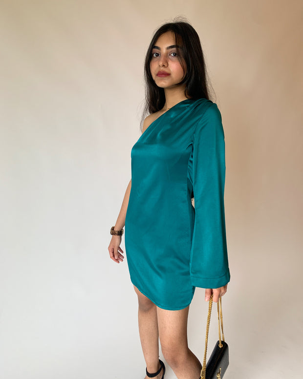 One Shoulder Milano Satin Dress
