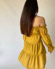 Mustard Yellow Off Shoulder Dress