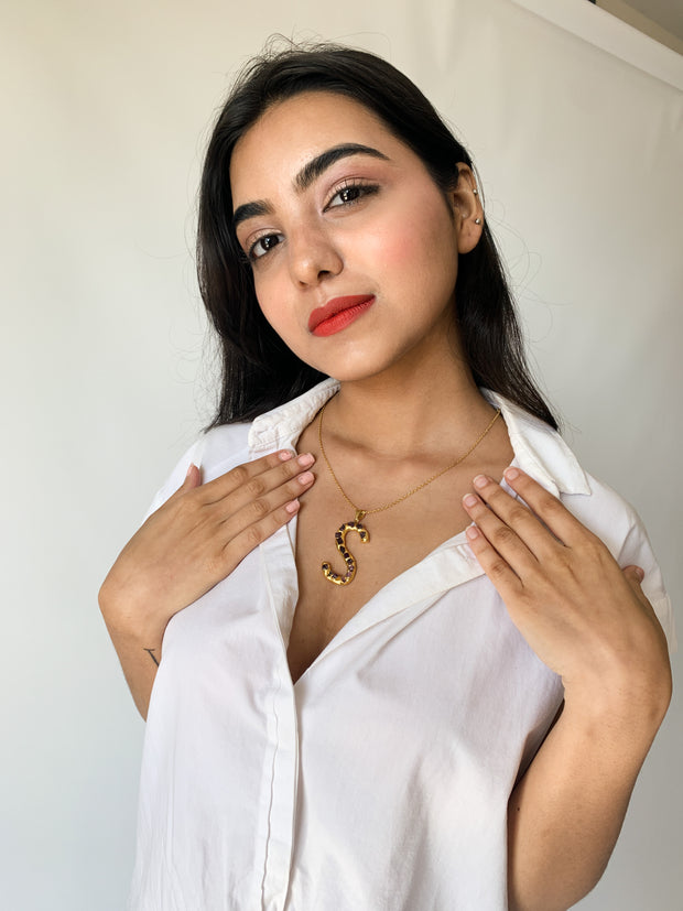 Studded Initial Pendant - S