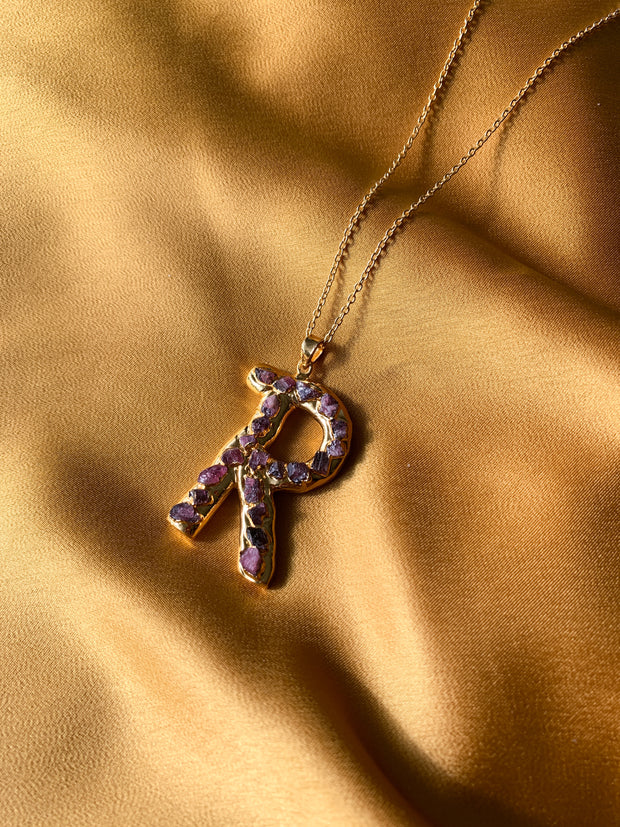 Studded Initial Pendant - R
