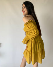 Mustard Yellow Off Shoulder Dress