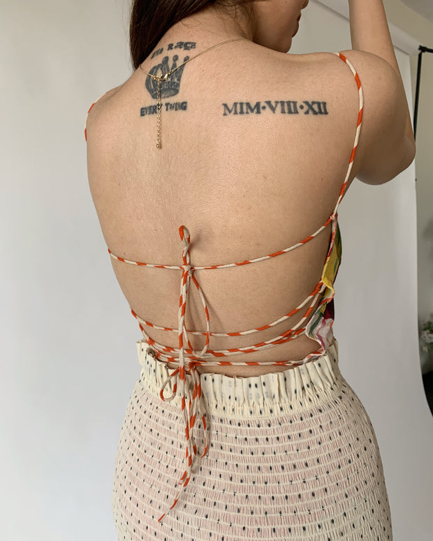 Color Blocks Lace Back Top
