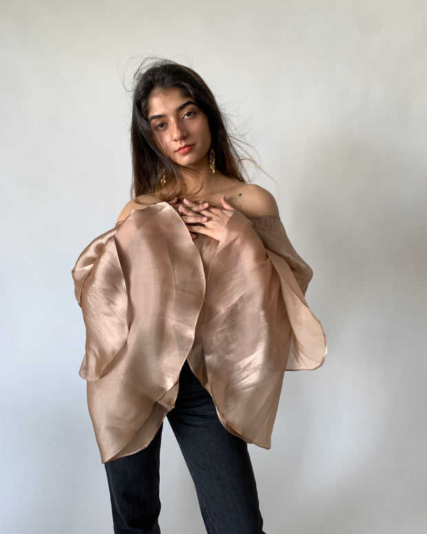 Champagne Gold Ruffle Blouse