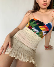 Polka Shirred Beach Skirt