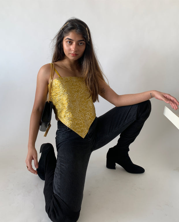 Lurex Jacquard Knotted Top