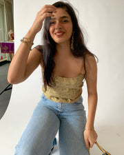 Champagne Lace Back Crop