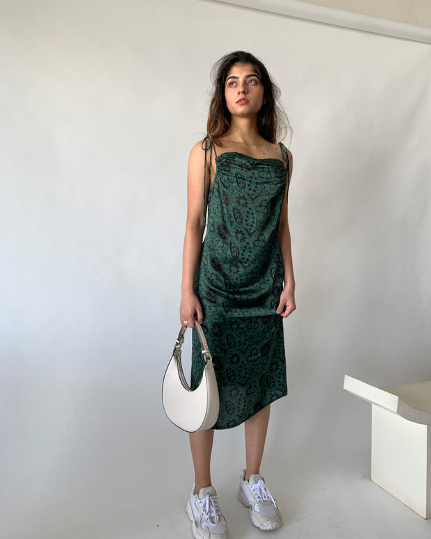 String Tie Cowl Neck Dress