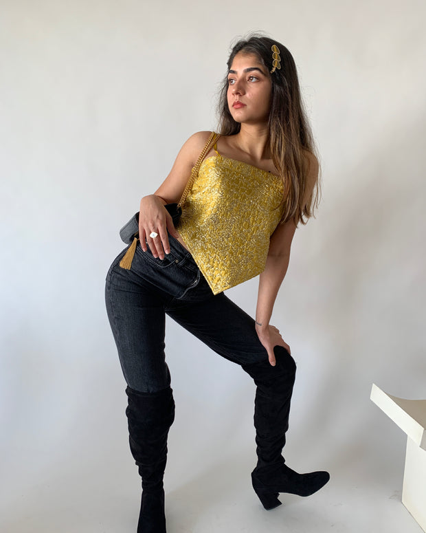 Lurex Jacquard Knotted Top