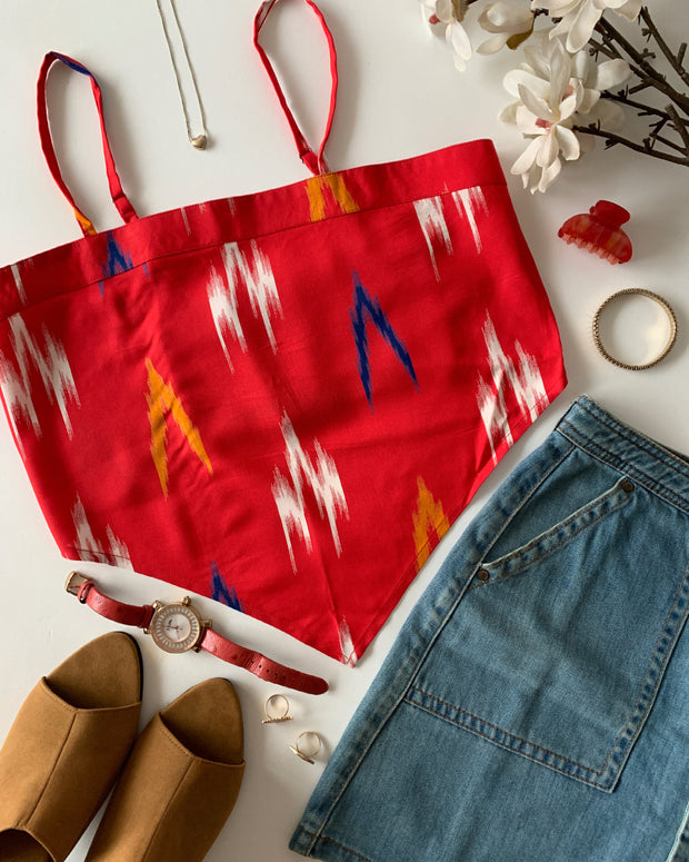 Bright Red Knotted Top