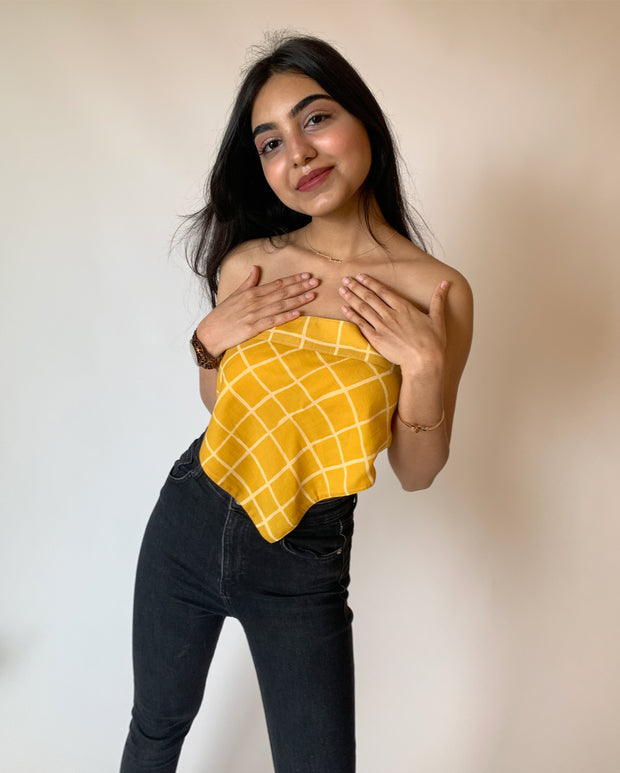 Yellow Striped Scarf Top