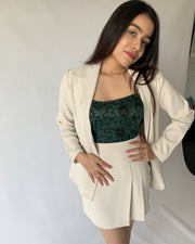 Office White Blazer Skirt Set